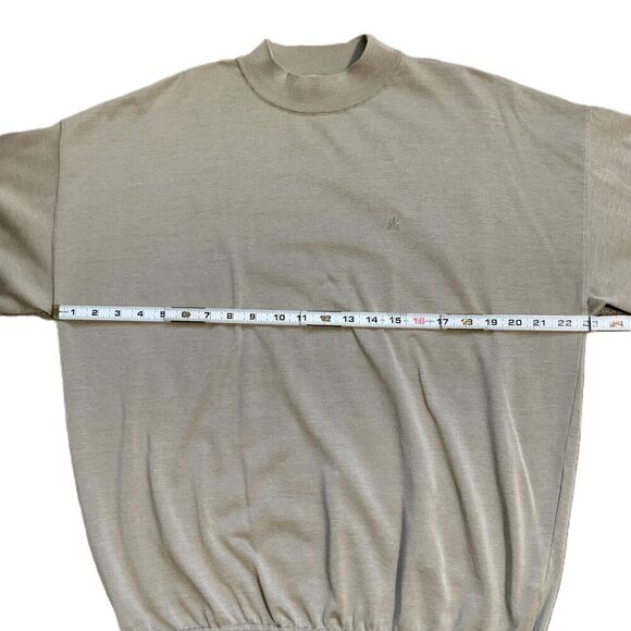 St Croix Tan Long Sleeve Crew Neck Elastic Hem Logo Academia Sweater Size Medium - Picture 7 of 12